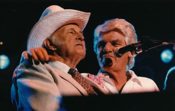 Harlan Howard with Bill Monroe at the 1984 Harlan Howard Birthday Bash