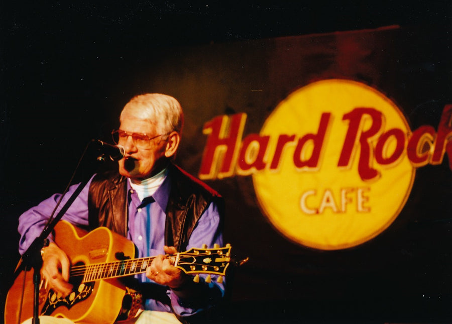 Harlan Howard on stage at a Harlan and Friends Unrock the Hard Rock benefit in Nashville